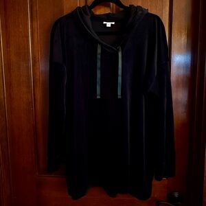 J.Jill Pure Jill black velvety pullover hoodie - L - excellent condition